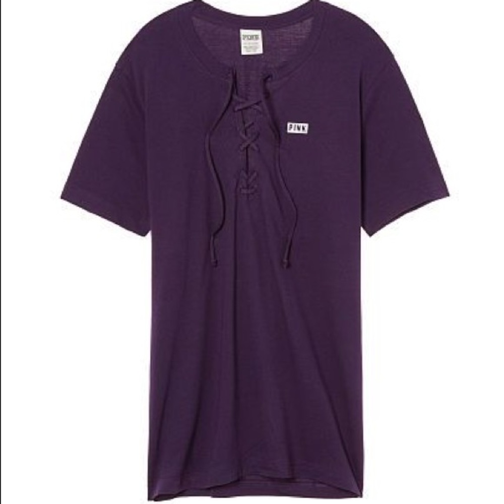 PINK Victoria’s Secret Lace Up Front Tee - M